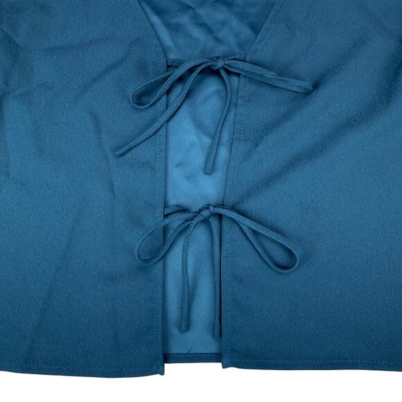 VETTA Convertible Azure Tie Crop Top Size XS Teal Blue Made In USA - Picture 4 of 7